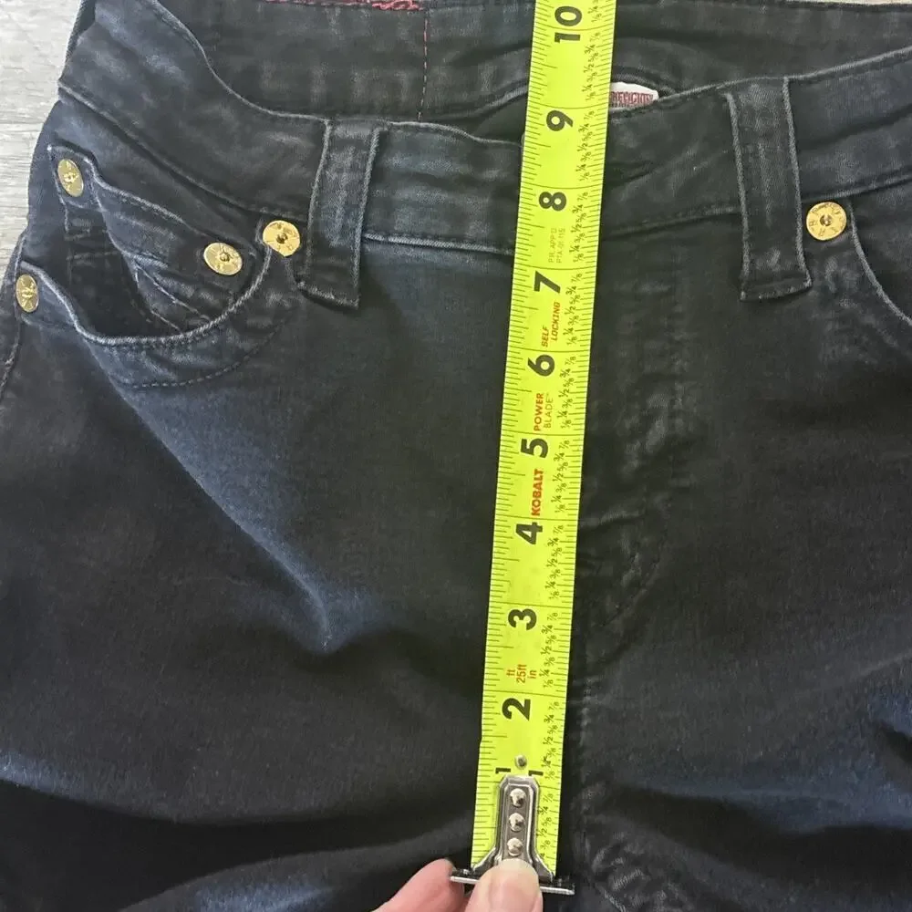 True Religion womens Black gold Zipper Moto Skinny Jeans Size 28